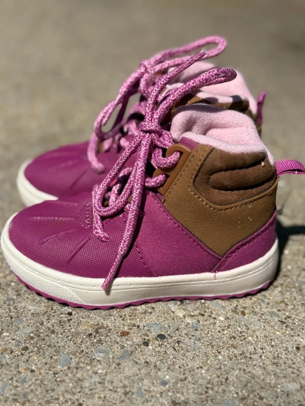 OshKosh Wistman Girls 5M Pink Brown High Top Boots Mini Gorpcore Hikers Y2K4137